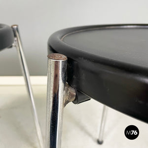 Chairs in black wood and metal rod, 1980s