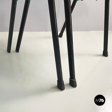 Load image into Gallery viewer, Stackable chairs in green plastic and black metal, 2000s
