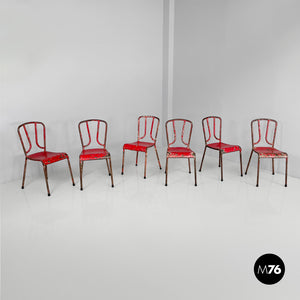 Red metal chairs, 1940s