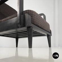 将图片加载到图库查看器，Armchairs in wood and brown velvet, 1940s
