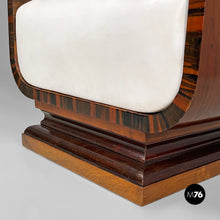 将图片加载到图库查看器，Armchairs in wood and white leatherette, 1930s
