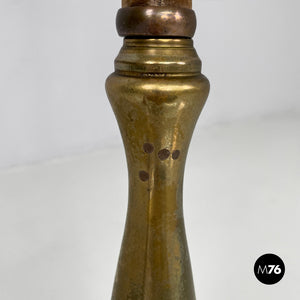 Velvet and brass floor lamp, 1940s