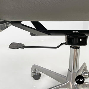 Dark grey leather office chair by Charles and Ray Eames for ICF, 1970s
