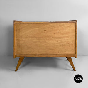 Chest of drawers in wood and rattan, 1960s