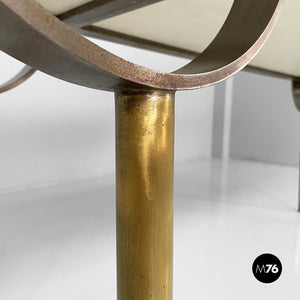 Console in wood and brass, 1980s