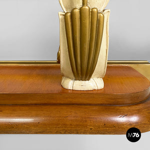 Wall console in wood and mirror, 1940s