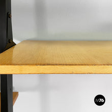 Load image into Gallery viewer, Modular bookcase in wood and black metal, 1960s
