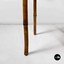 Load image into Gallery viewer, Pedestal in brown leather and bamboo, 1930s
