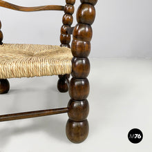 将图片加载到图库查看器，Armchairs in wood and straw, 1960s
