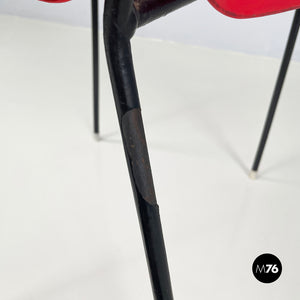 Chair in red plastic and black metal, 1960s