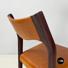 Load image into Gallery viewer, Chair in brown leather and dark wood, 1960s
