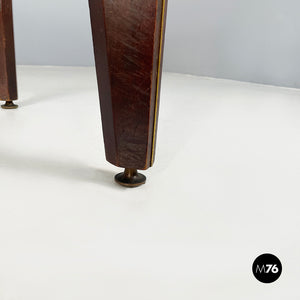 Dining table in marble, wood and bass, 1960s