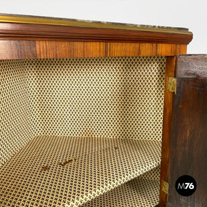 Corner wood consoles with black marble top, 1700s