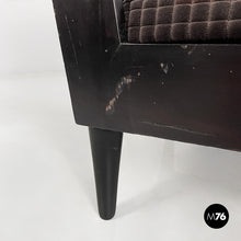 将图片加载到图库查看器，Armchairs in wood and brown velvet, 1940s
