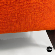 画像をギャラリービューアに読み込む, Armchair with orange fabric and wood, 1950s

