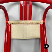 Load image into Gallery viewer, Red wood and fabric folding tub chair, 1980s
