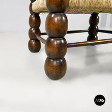 将图片加载到图库查看器，Armchairs in wood and straw, 1960s
