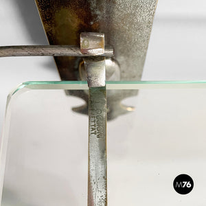 Wall mirror with shelf in glass and metal, 1930s