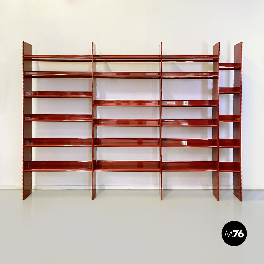 Red plywood bookcase, 1970s