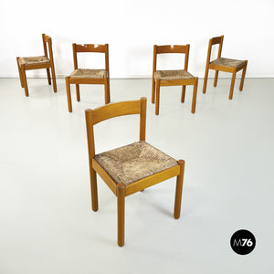 Wood and wicker chairs Bermuda by La Rinascente, 1960s