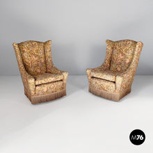 Charger l'image dans la galerie, Armchairs in wood and fabric, 1950s
