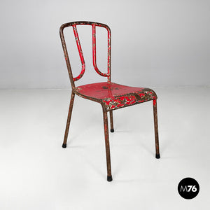 Red metal chairs, 1940s