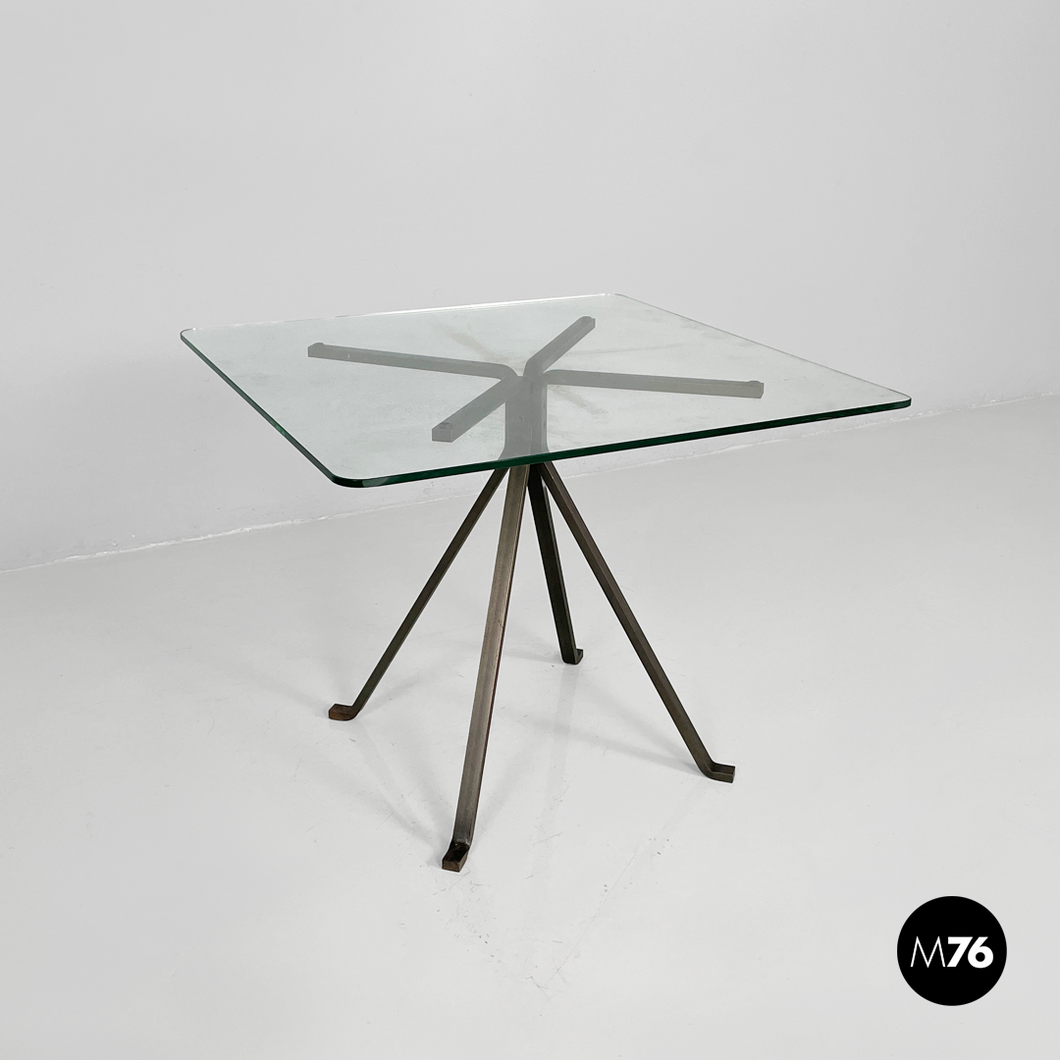 Coffee table in metal and glass Cuginetto by Enzo Mari for Driade, 1970s