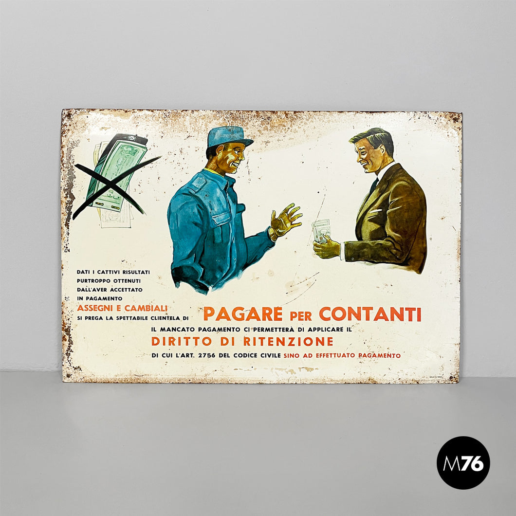 Rectangular metal sign, 1950s