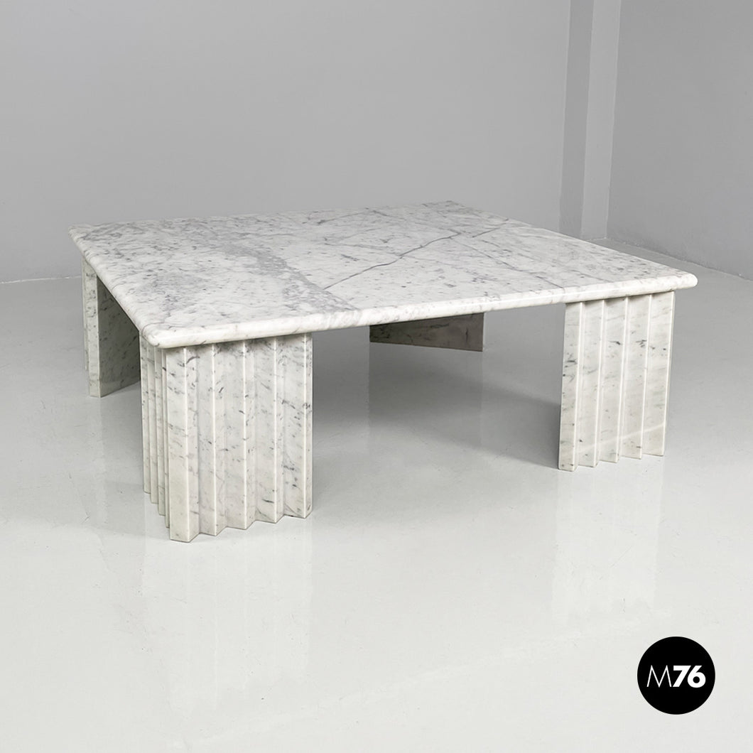 Rectangular coffe table in white marble by Carlo Scarpa, 1980s