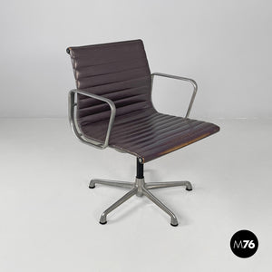 Dark grey leather office chair by Charles and Ray Eames for ICF, 1970s