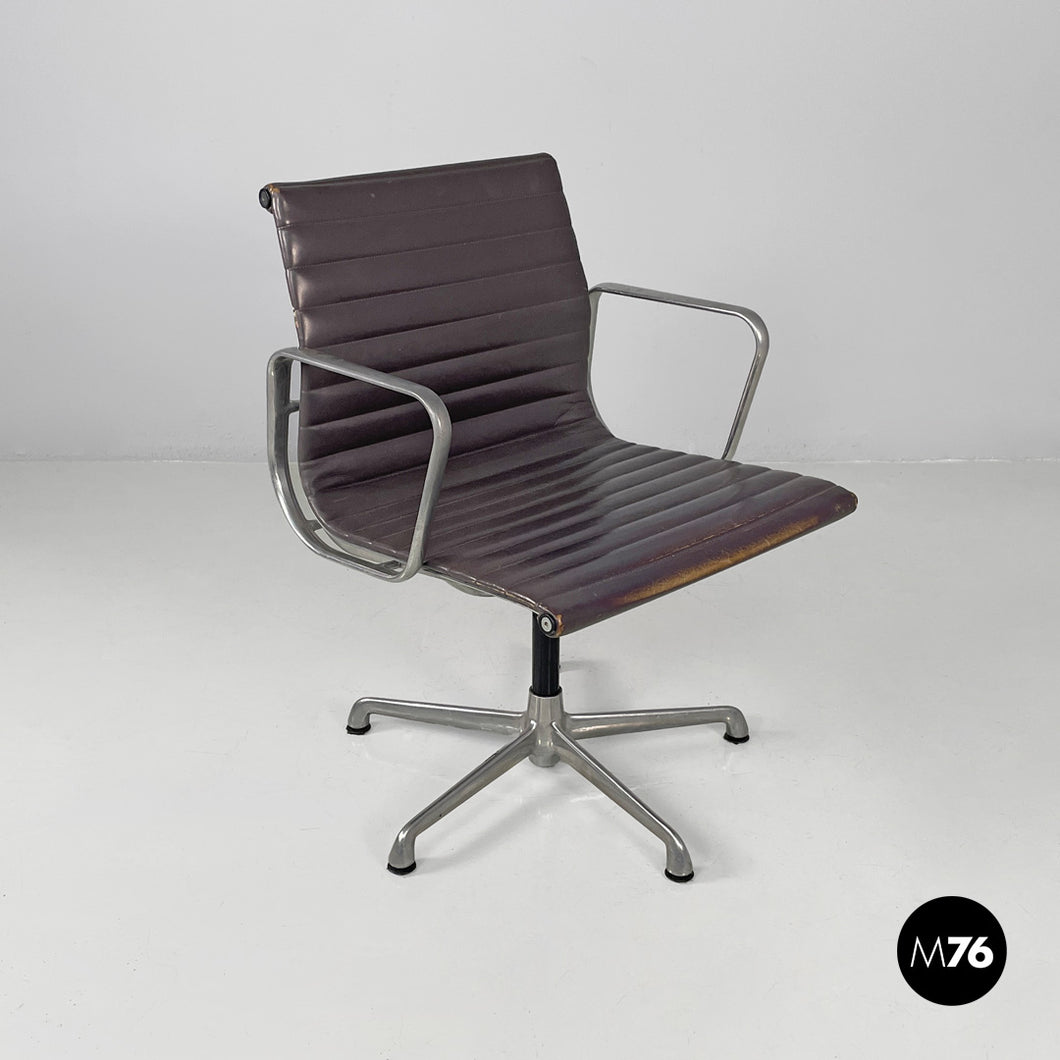 Dark grey leather office chair by Charles and Ray Eames for ICF, 1970s