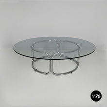 将图片加载到图库查看器，Coffee table in steel and glass, 1970s
