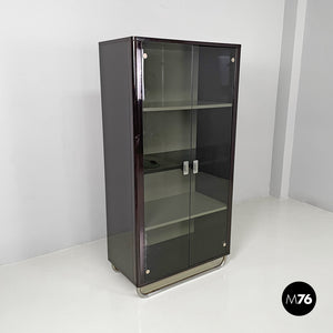 Wooden black lacquered wardrobe, 1970s