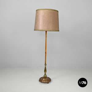 Velvet and brass floor lamp, 1940s