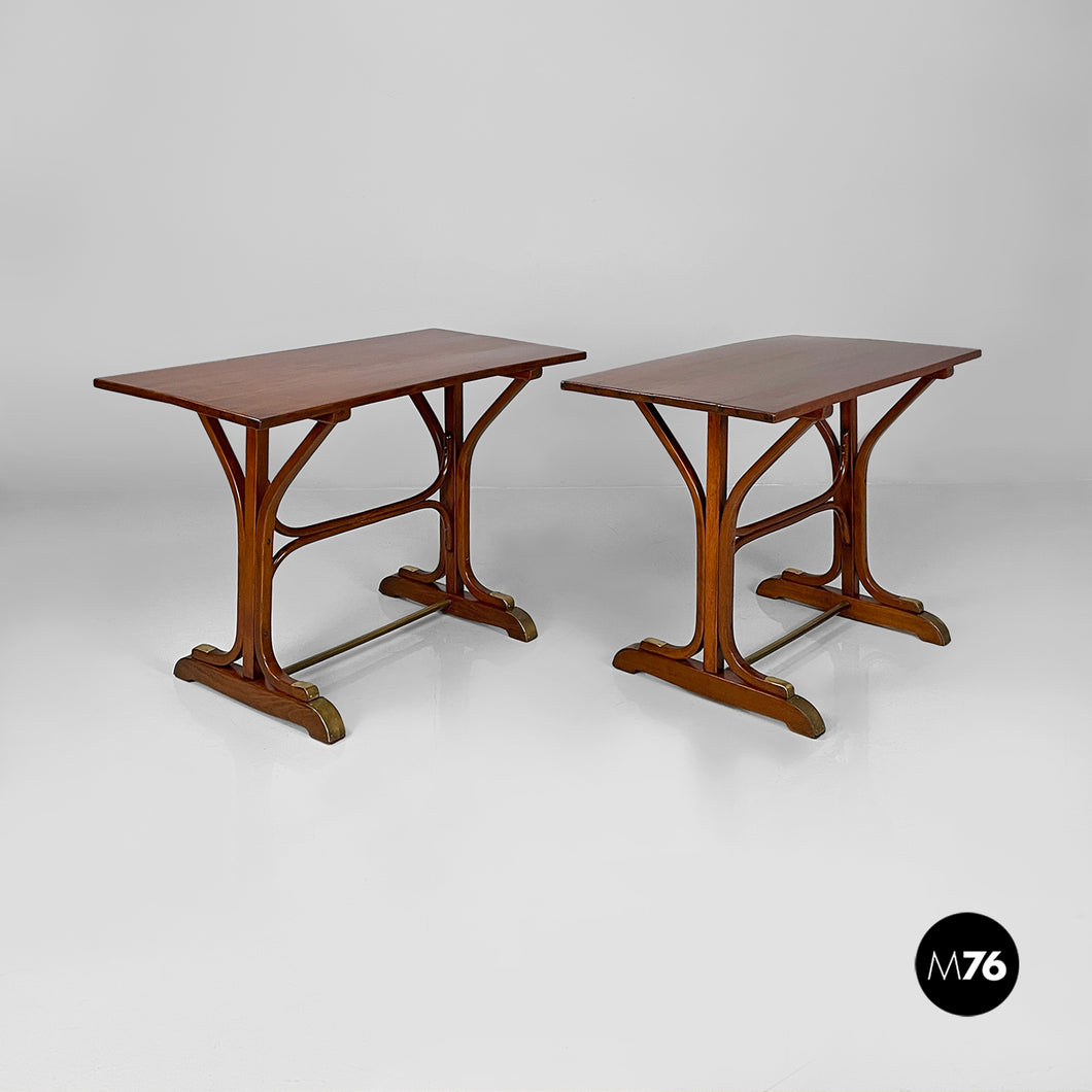 Dining tables in wood and brass, 1930s