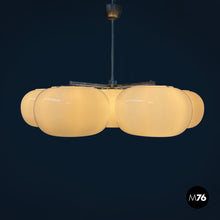 Load image into Gallery viewer, Opaline glass and metal chandelier, 1970s
