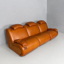 Carica l'immagine nel visualizzatore di Gallery, Modular brown leather sofa, 1970s
