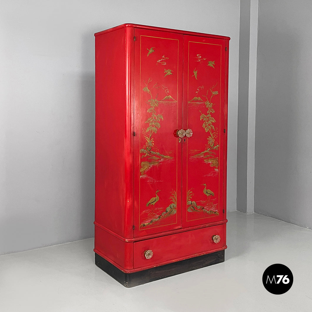 Wooden wardrobe with Murano glass handles, 1930s