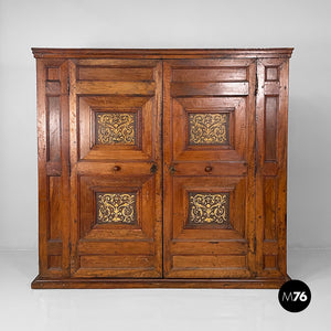 Wooden wardrobe with decorated doors, 1800s