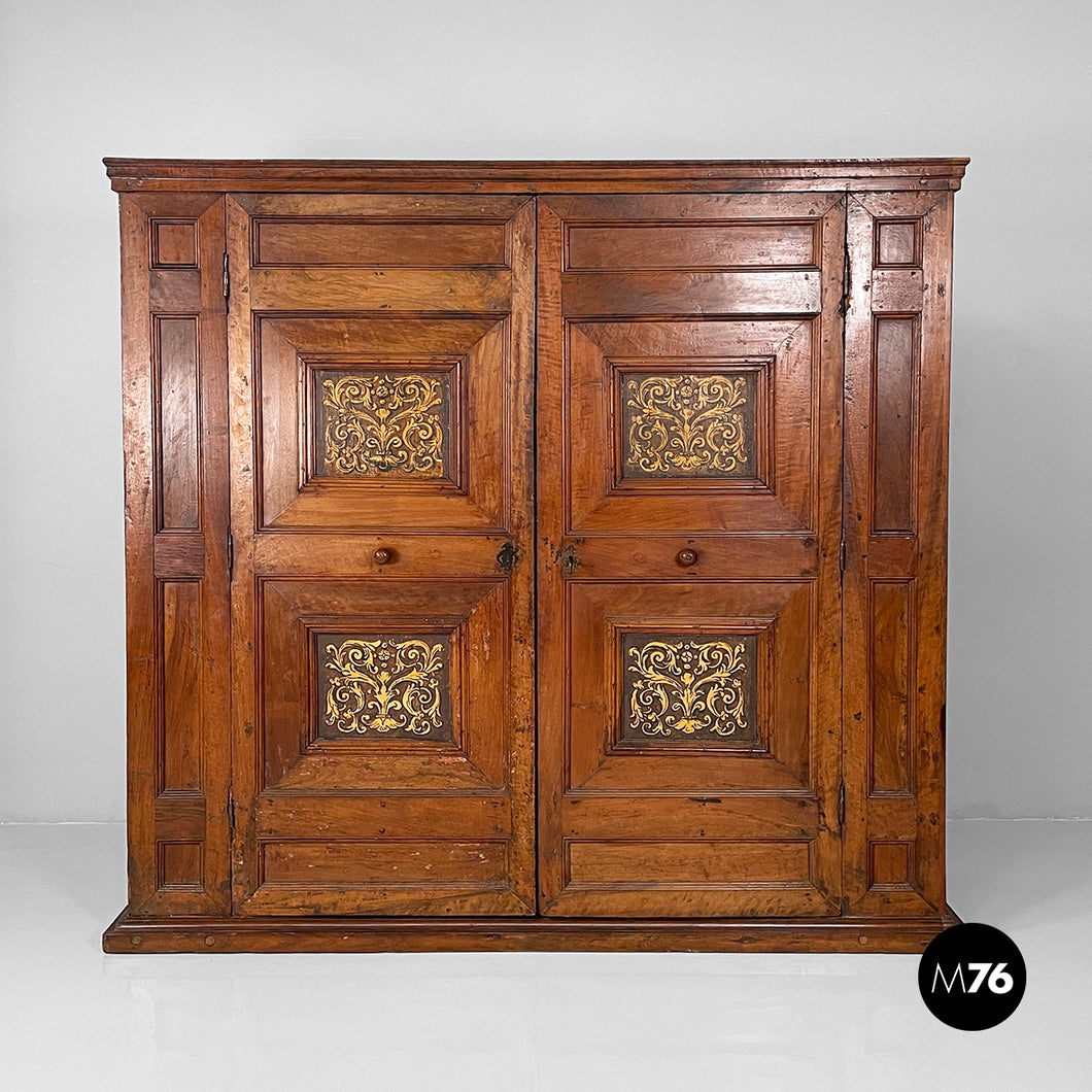 Wooden wardrobe with decorated doors, 1800s