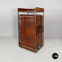 Load image into Gallery viewer, Wardrobe in brown leather and metal, 1980s
