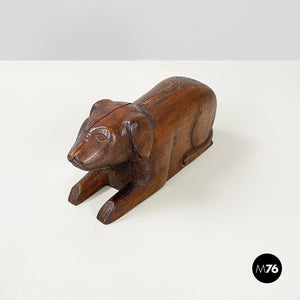 Wooden dog jewelry box or object holder, 1920s