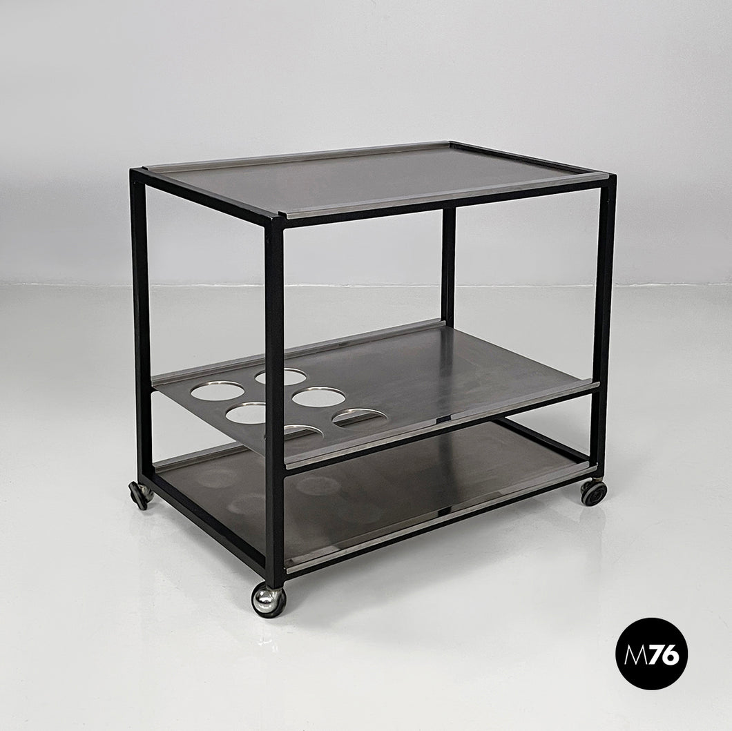 Cart in steel and black metal, 1980s