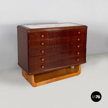 Carica l'immagine nel visualizzatore di Gallery, Chest of drawers in wood and marble, 1930s
