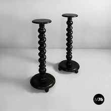 Load image into Gallery viewer, Pedestals in black wood, 1930s
