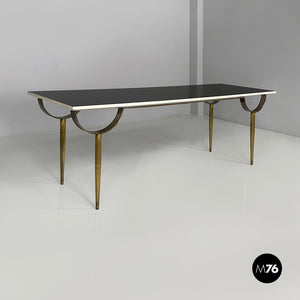 Console in wood and brass, 1980s