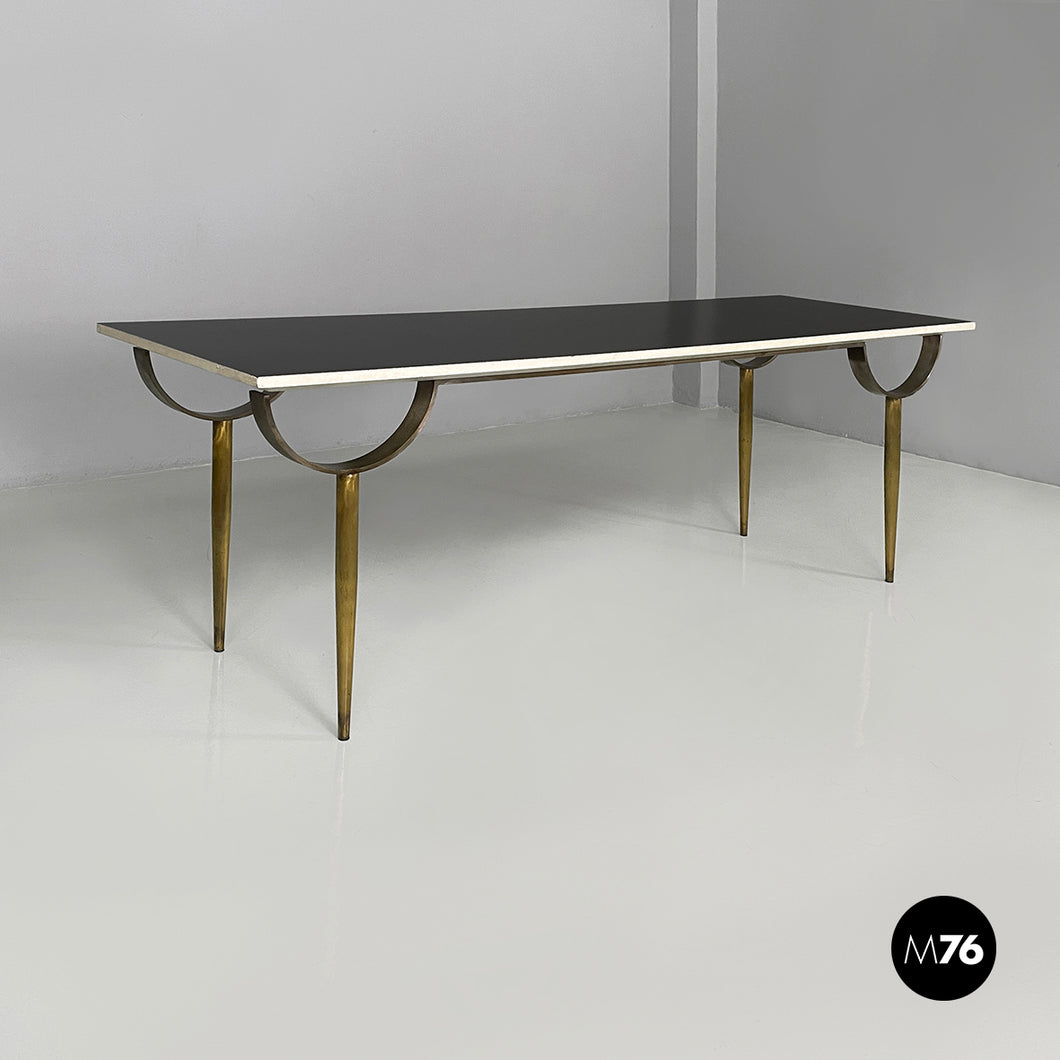 Console in wood and brass, 1980s