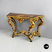 Load image into Gallery viewer, Console in gold wood with decorations, 1700s
