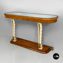 Load image into Gallery viewer, Wall console in wood and mirror, 1940s
