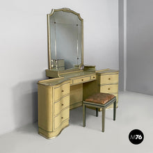Charger l'image dans la galerie, Makeup console with mirror and stool in wood, 1930s
